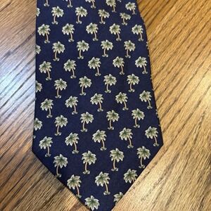 Tommy‎ Bahama Men's Neck Tie Off Island Palm Tree Tropical Navy Blue 100% Silk